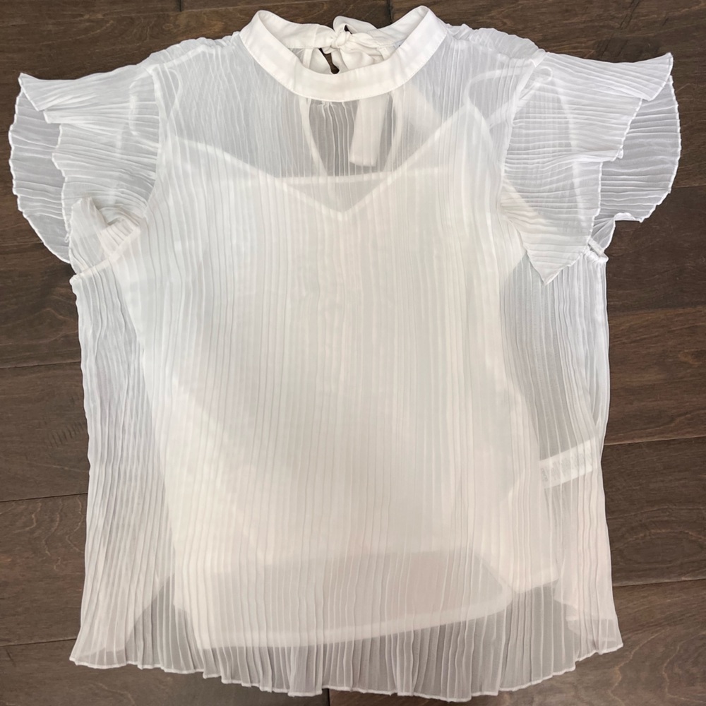 ASOS White Sheer Pleated Blouse